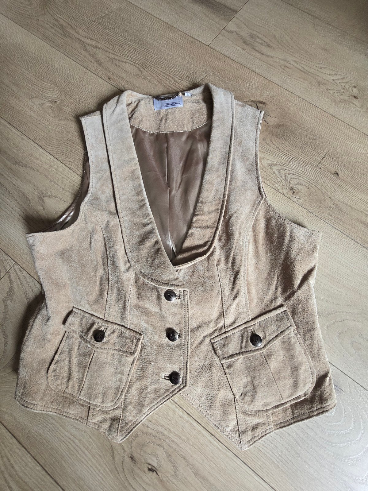 YAYA Sophisticated Suède Gilet, Ophalen of Verzenden, Zo goed als nieuw, Maat 42/44 (L), Beige