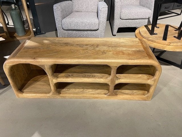 TV-MEUBEL tropisch hardhout van Wildeboer 130 cm breed actie, 100 tot 150 cm, 1 of 2 laden, Nieuw, Ophalen of Verzenden