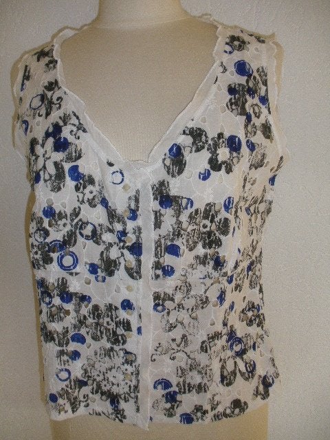 BANDOLERA bloes mouwloos wit met bloemen maat 38, Maat 38/40 (M), Wit, Ophalen of Verzenden, Zo goed als nieuw