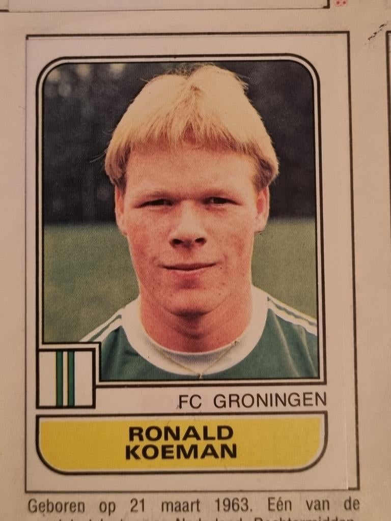Ronald Koeman Knip rookie voetbalplaatje Panini Voetbal 1982, Ophalen of Verzenden, Zo goed als nieuw, Plaatje