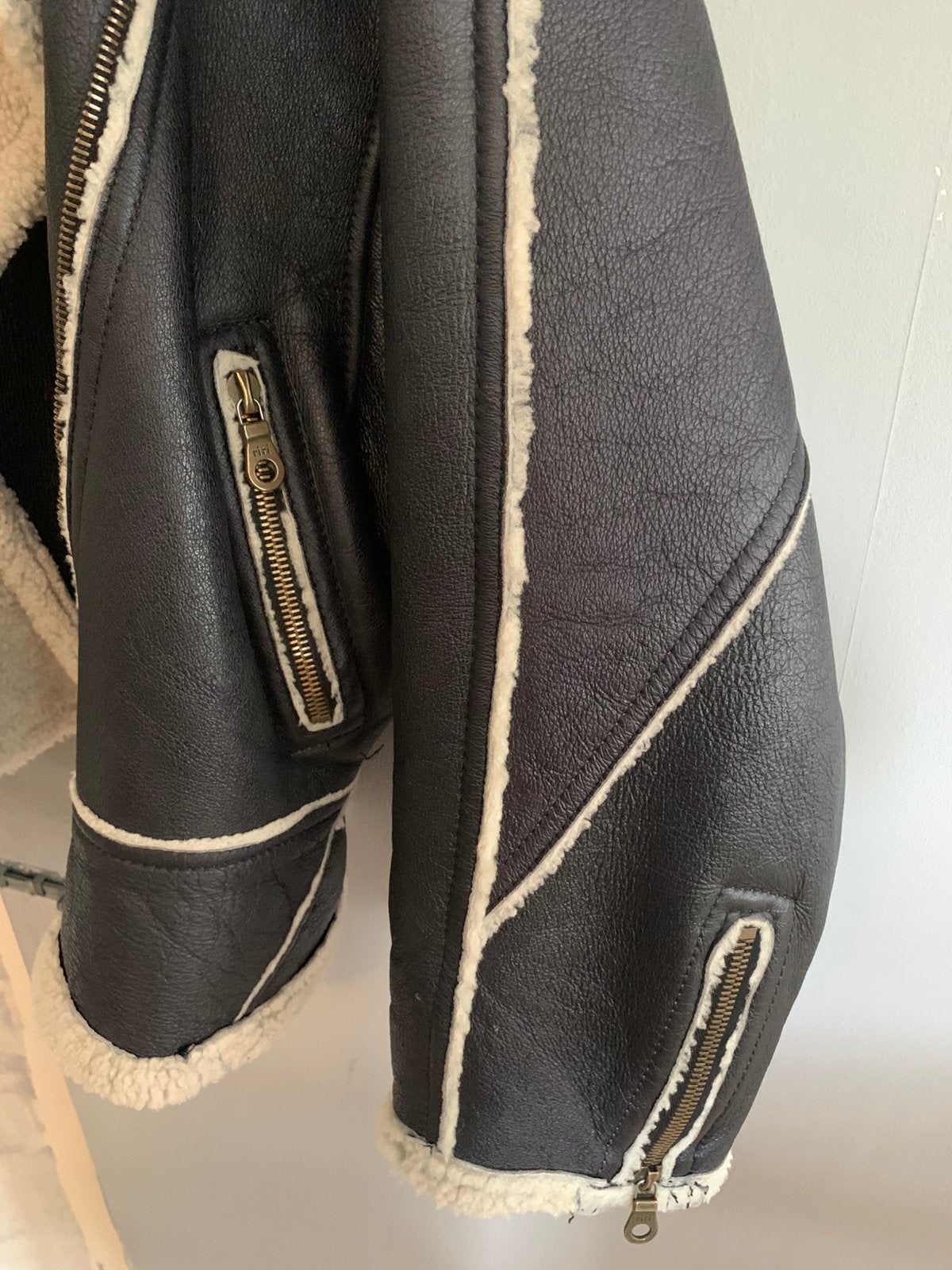 Vintage aviator lammy coat S M, -, Zwart, -, Ophalen of Verzenden