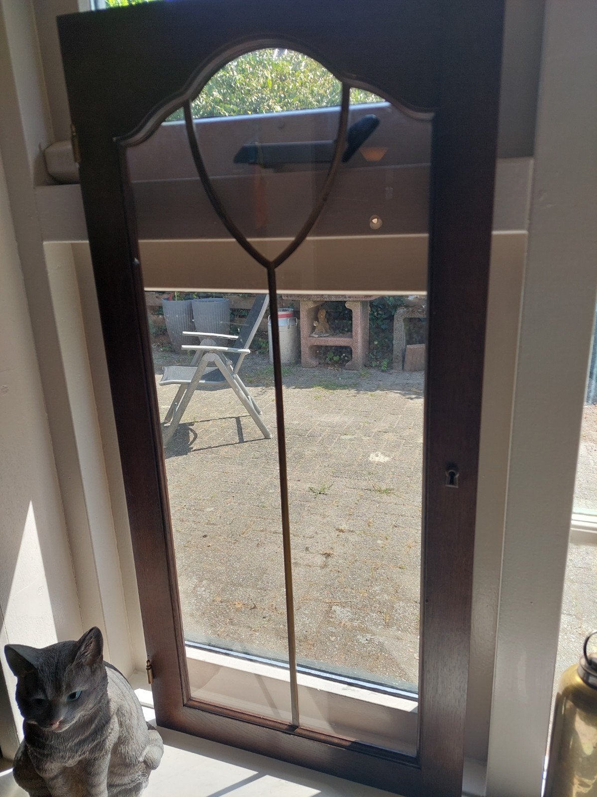 Twee voorzetramen met koperkleurige vlakverdeling, Doe-het-zelf en Verbouw, Glas en Ramen, Ophalen, Minder dan 80 cm, Minder dan 80 cm