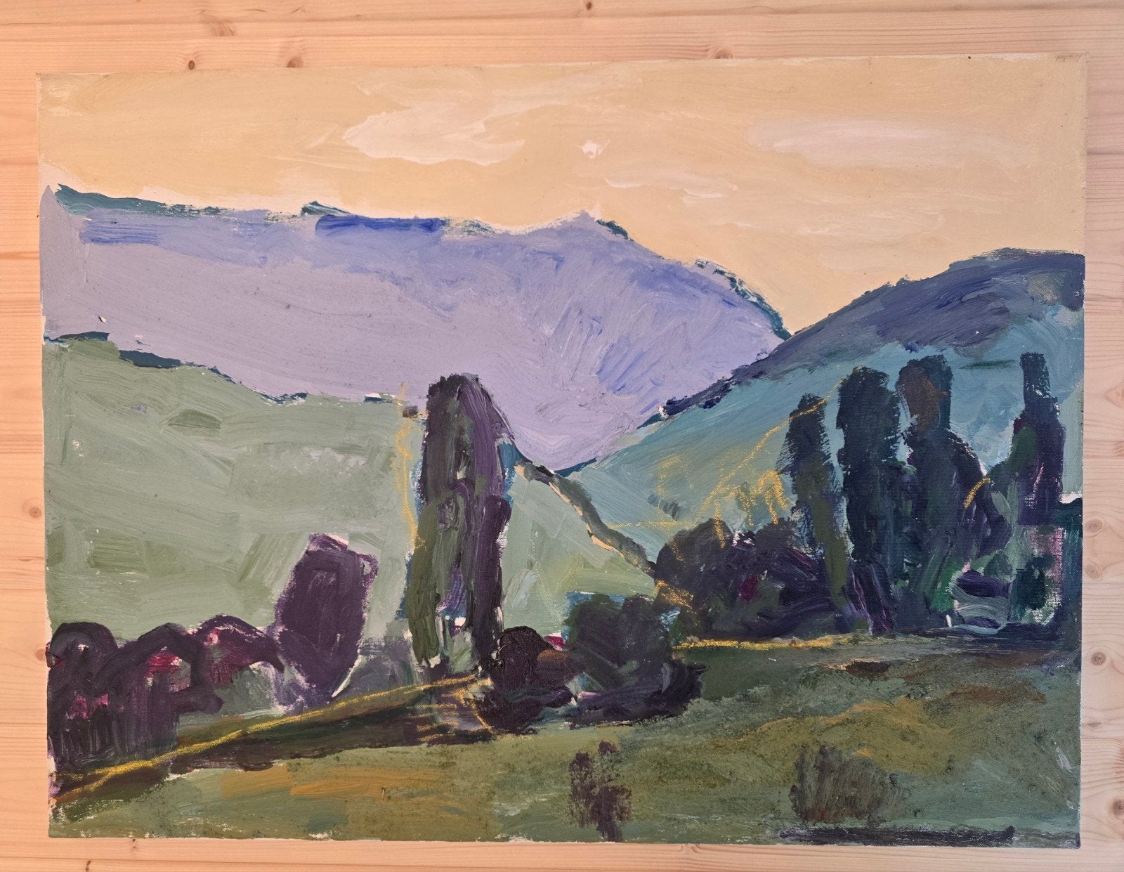 P.C. Kuiper Groot Schilderij Landschap 60 x 80 cm, Ophalen of Verzenden