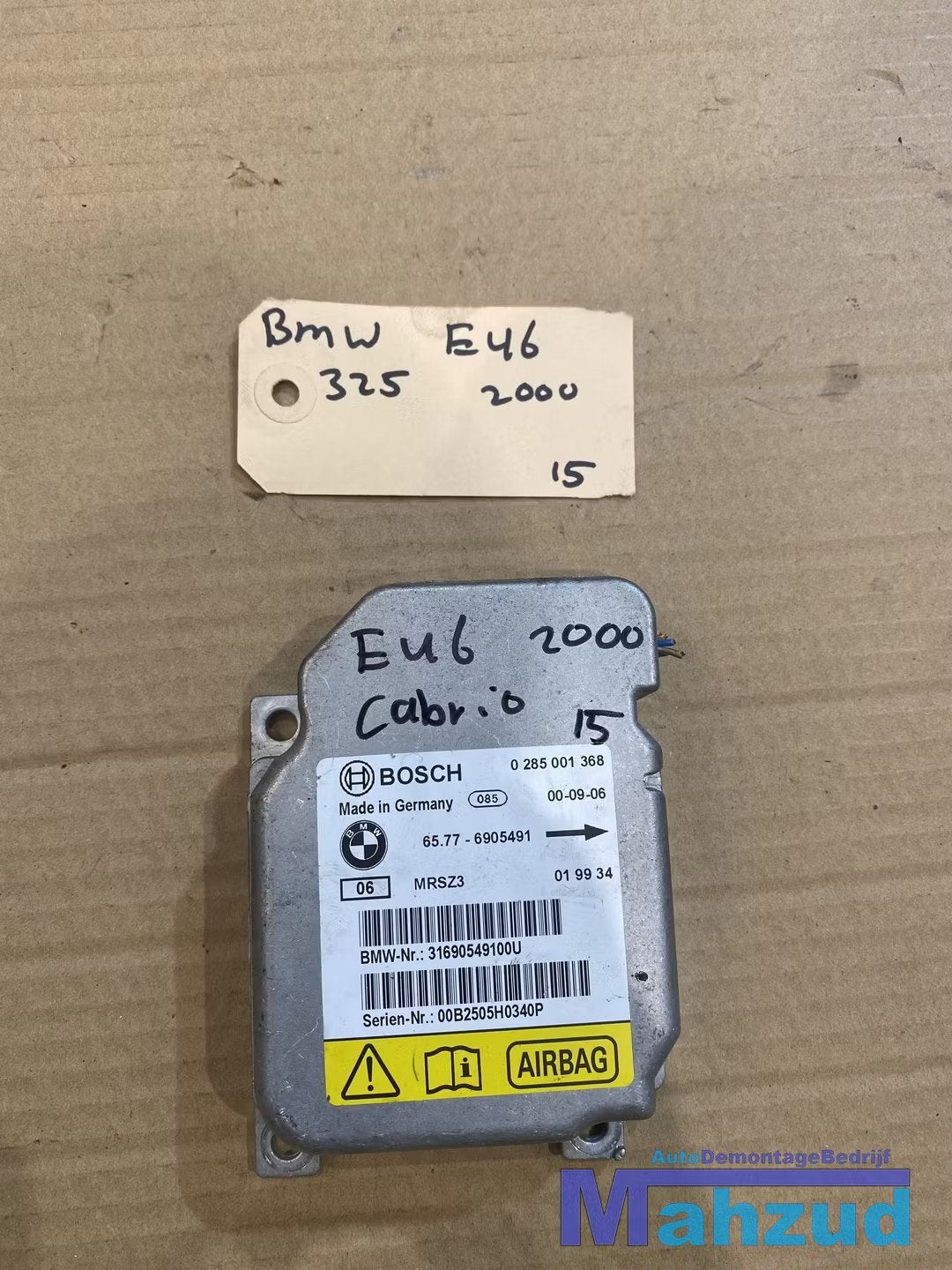 BMW 3 SERIE E46 Airbag module 65776905491, Auto-onderdelen, Petuelring 130
80788  Munich, DE, Gebruikt, Info@bmw.de, Ophalen of Verzenden