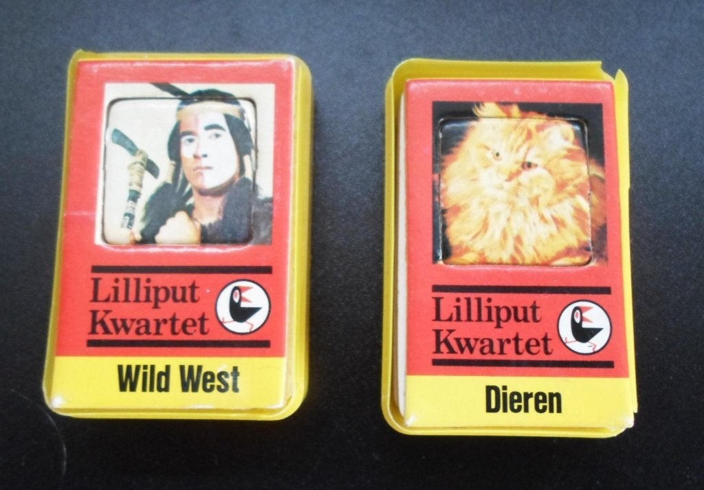 2 Oude Kwartetspellen Liliput. Wildwest en Dieren. Compleet, Verzamelen, Speelkaarten, Jokers en Kwartetten, Ophalen of Verzenden