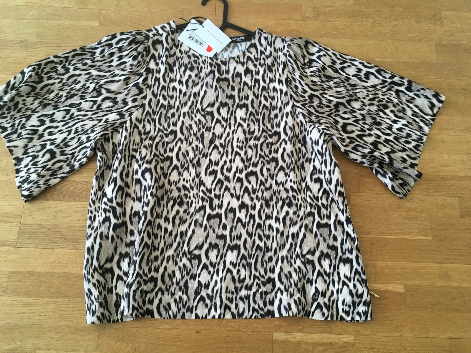 Juffrouw Jansen top, zwart-beige print, maat 38, Maat 38/40 (M), Verzenden, Zwart, Nieuw