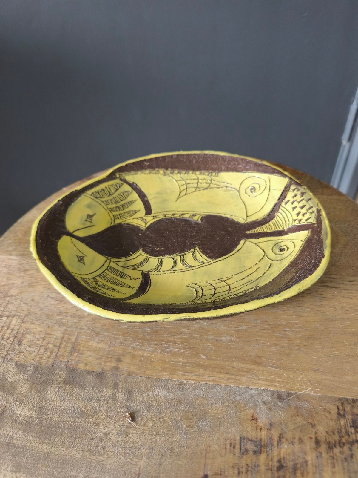 Vintage Keramieken Schaal met Vissen Decoratie, Ophalen of Verzenden