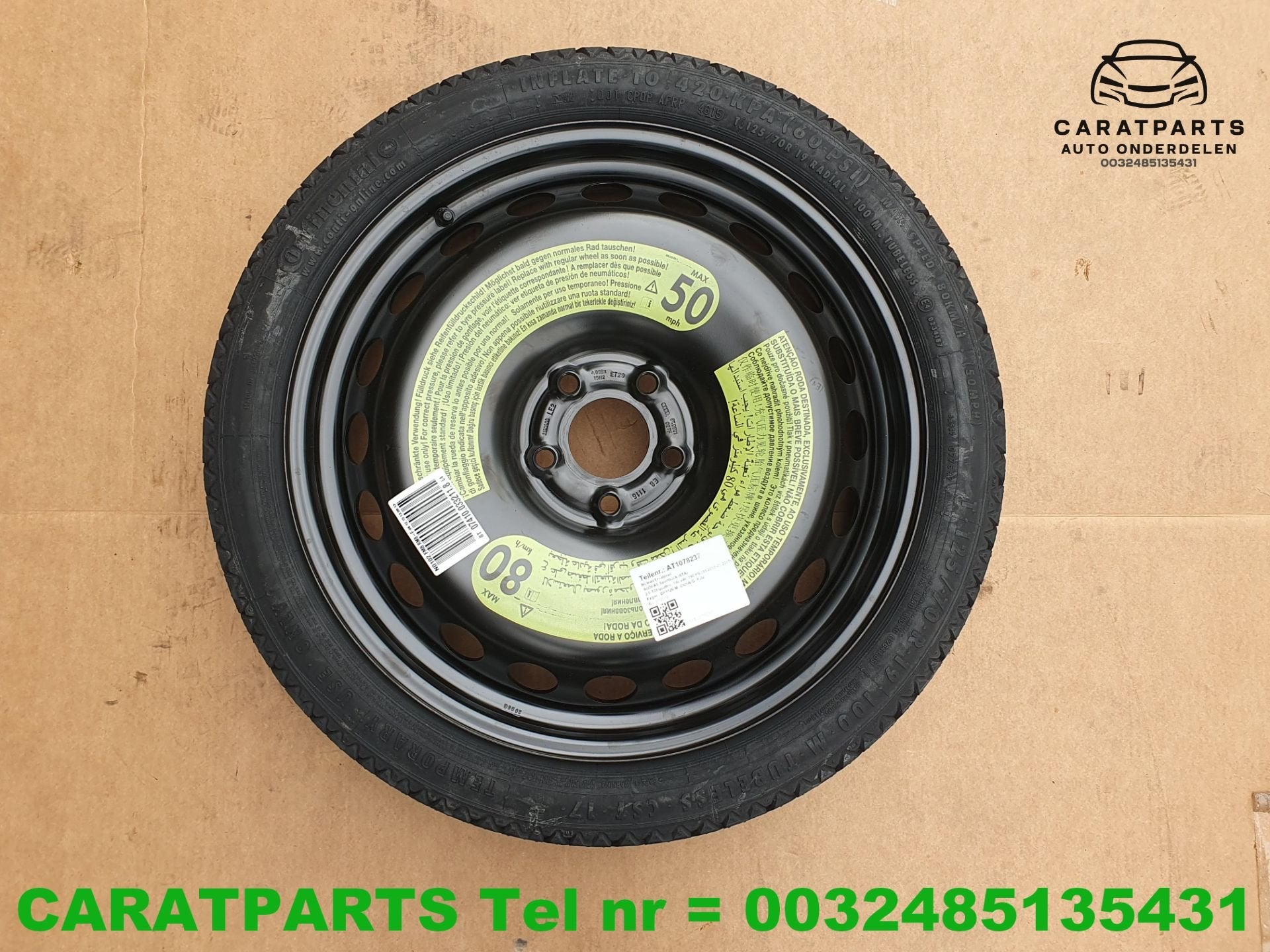 8K0601027D 8K0601027F A4 reservewiel A5 thuiskomer, Auto-onderdelen, Banden en Velgen, Info@fabrikant.eu, Fabrikantstraat 1
1000 AA  Amsterdam, NL