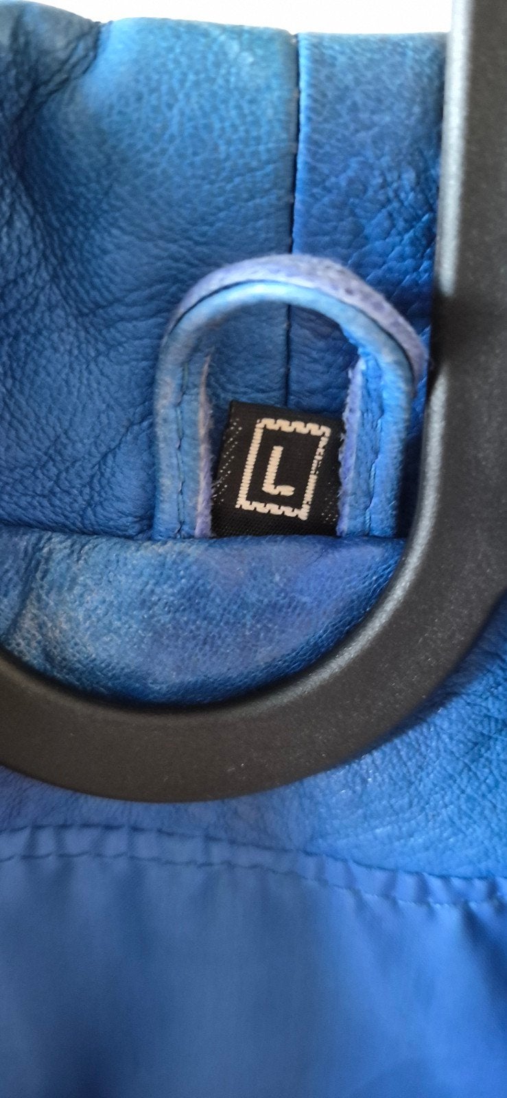 Vintage Jaren 80 Lamsleren Power Jacket- Kobalt Blauw Maat L, Blauw, Maat 42/44 (L), Ophalen of Verzenden, Onbekend