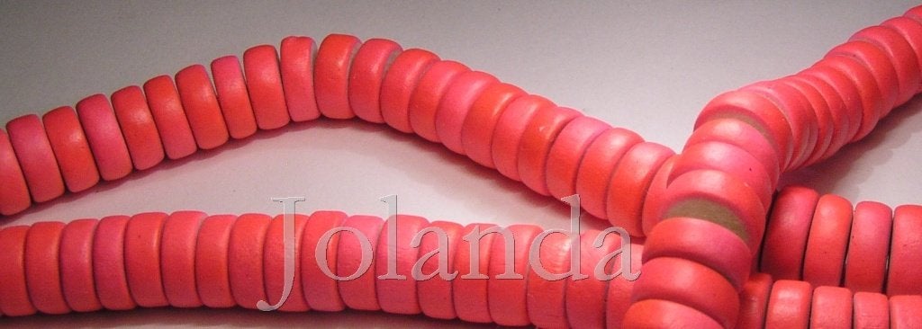 0660 Neon Roze Houten Kralen Ketting (12 mm), Ophalen of Verzenden, Nieuw, Kraal