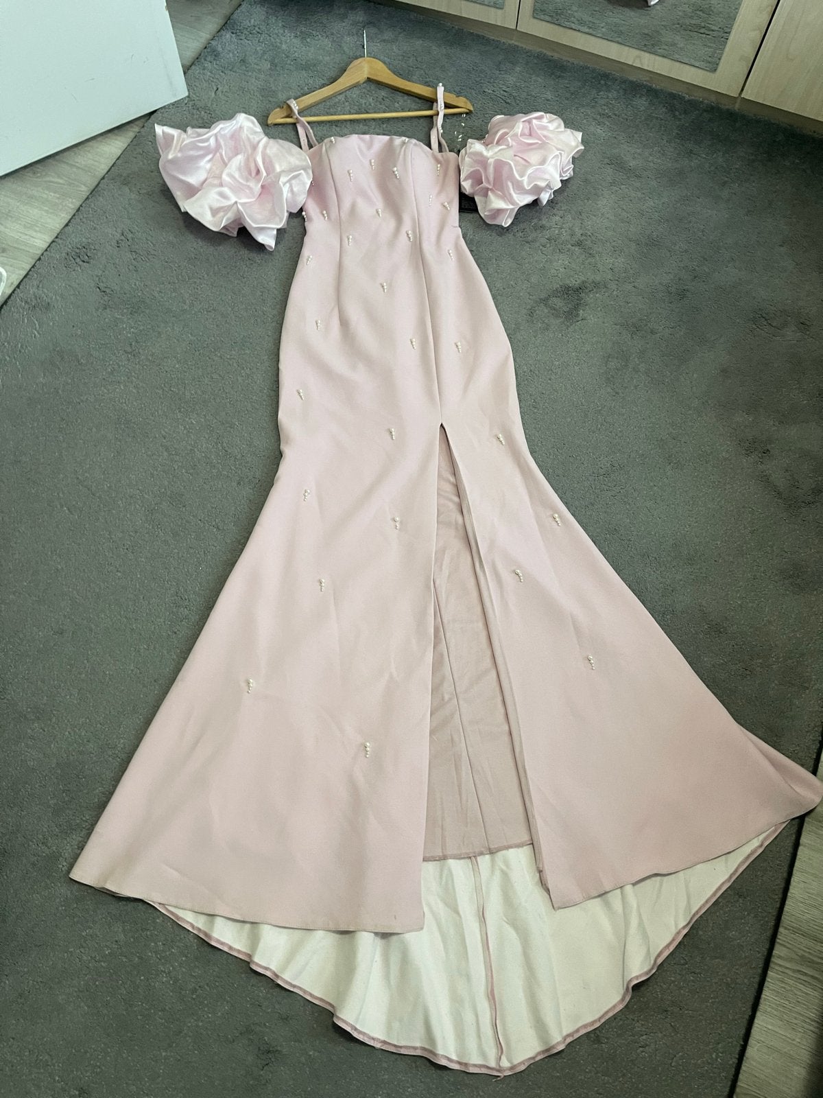 Prachtige Roze Galajurk met Parels en Afneembare Mouwen, Kleding | Dames, Gelegenheidskleding, Galajurk, Ophalen of Verzenden