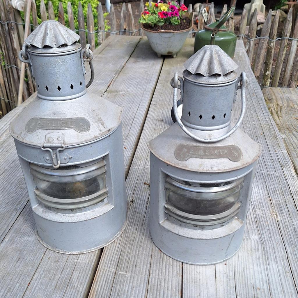 Vintage Heklicht en Bakboord Scheepslampen Set met olielamp, Ophalen of Verzenden