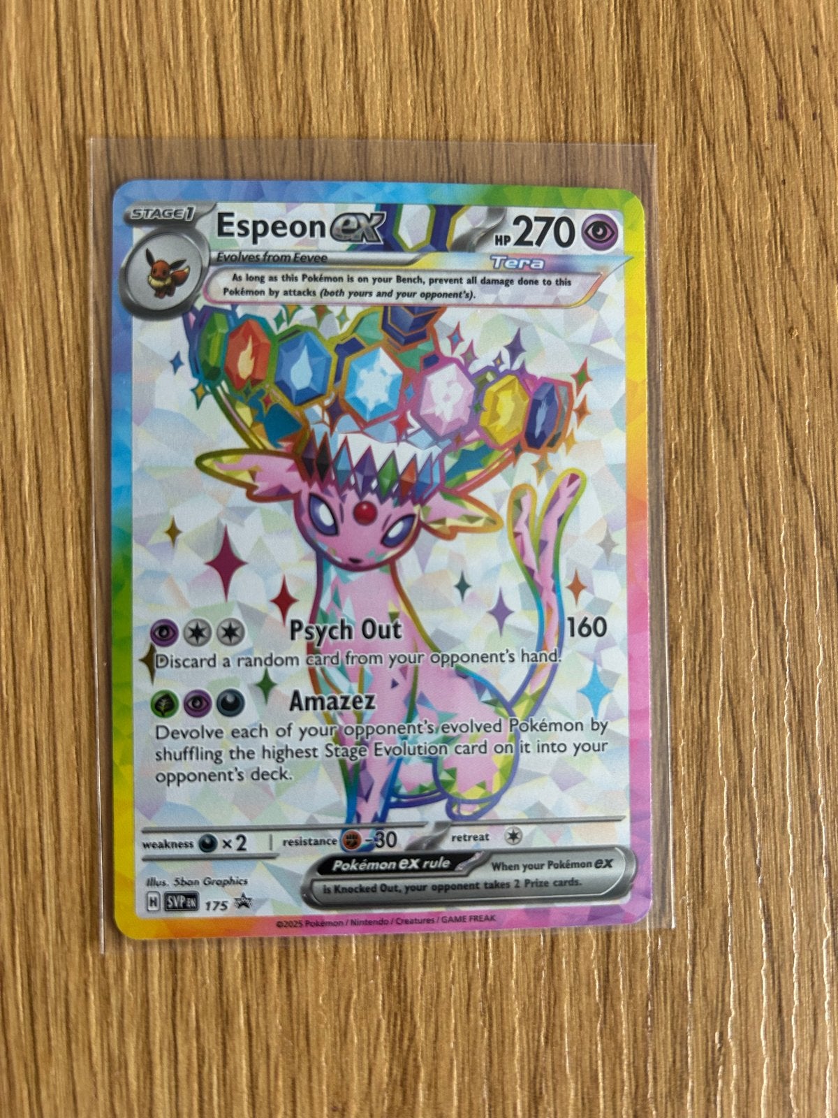 Espeon ex 175/165 SV051 promo Kaart, Hobby en Vrije tijd, Verzamelkaartspellen | Pokémon, Zo goed als nieuw, Losse kaart, Foil