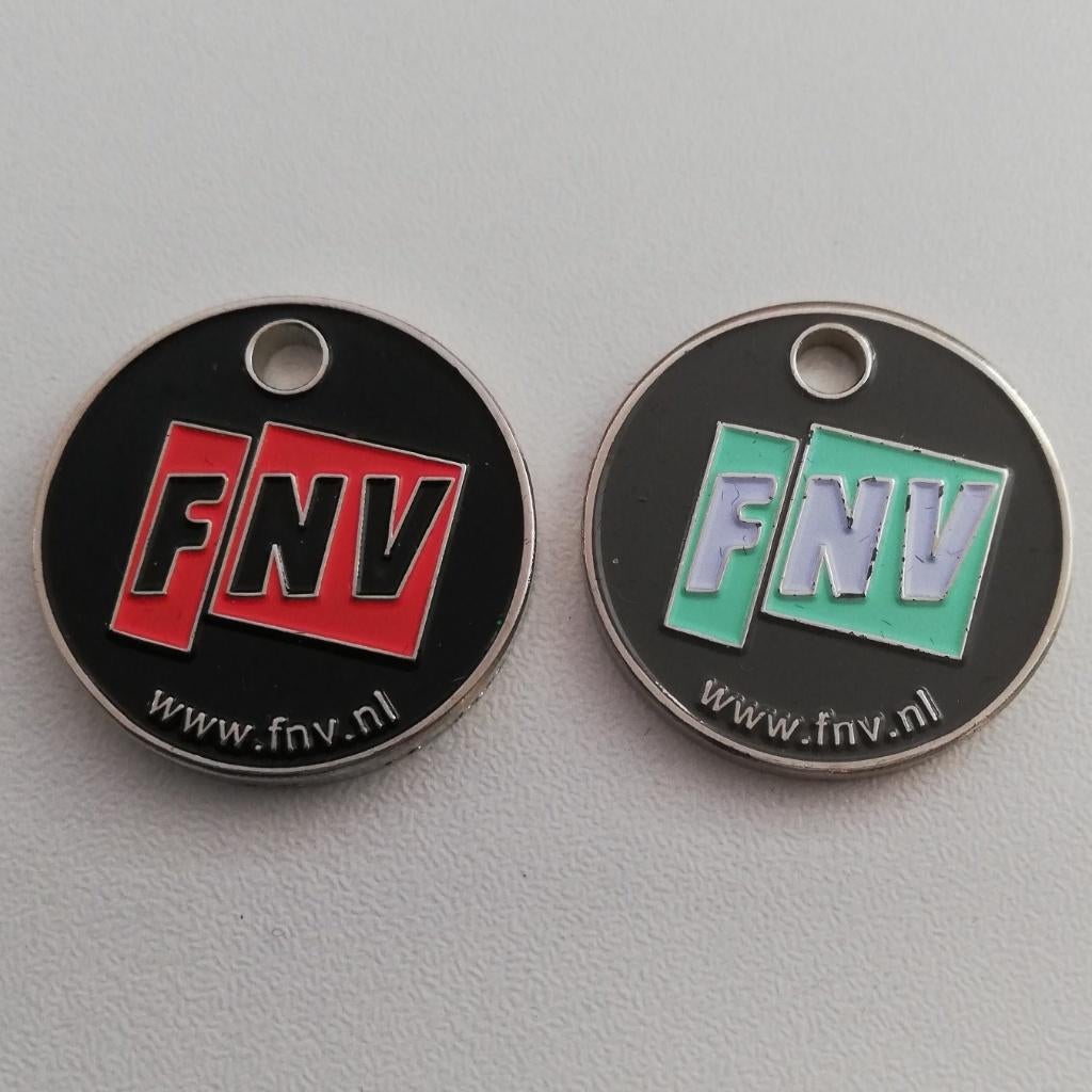 2 winkelwagenmuntjes Vakbond FNV, Ophalen of Verzenden