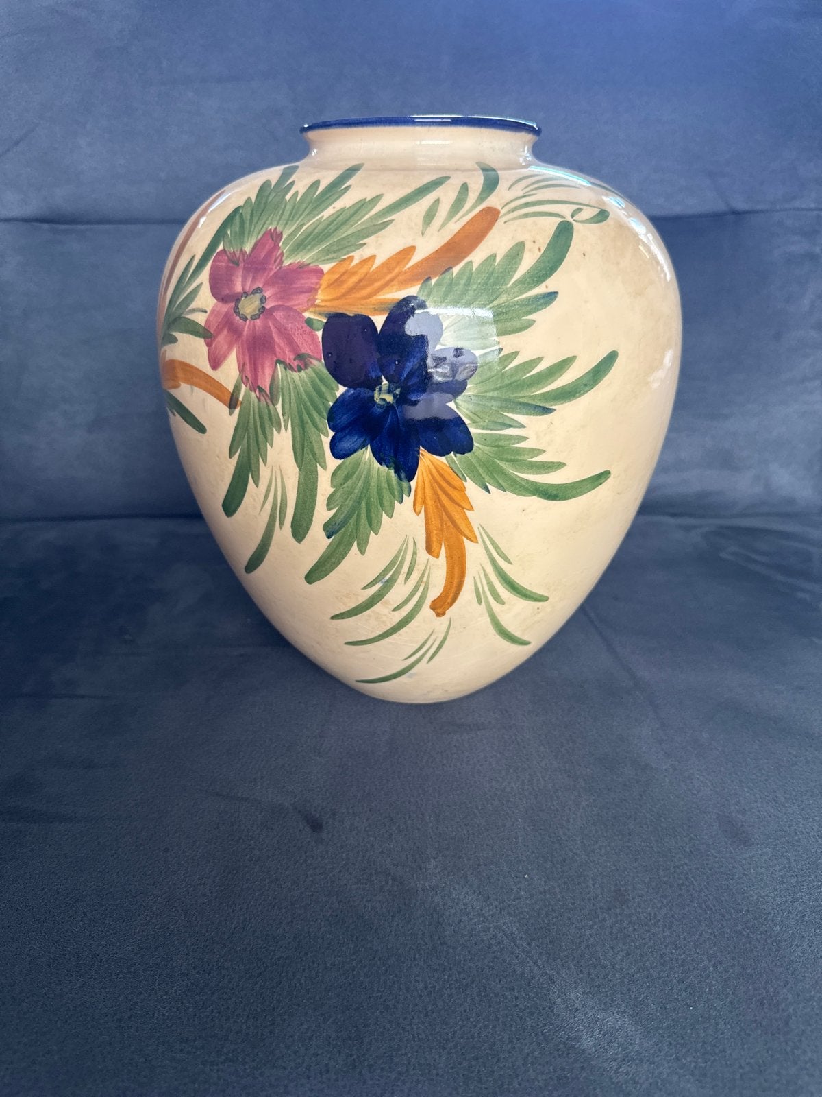 Vintage Pottery Huizen Holland Vaas met Bloemen, Ophalen
