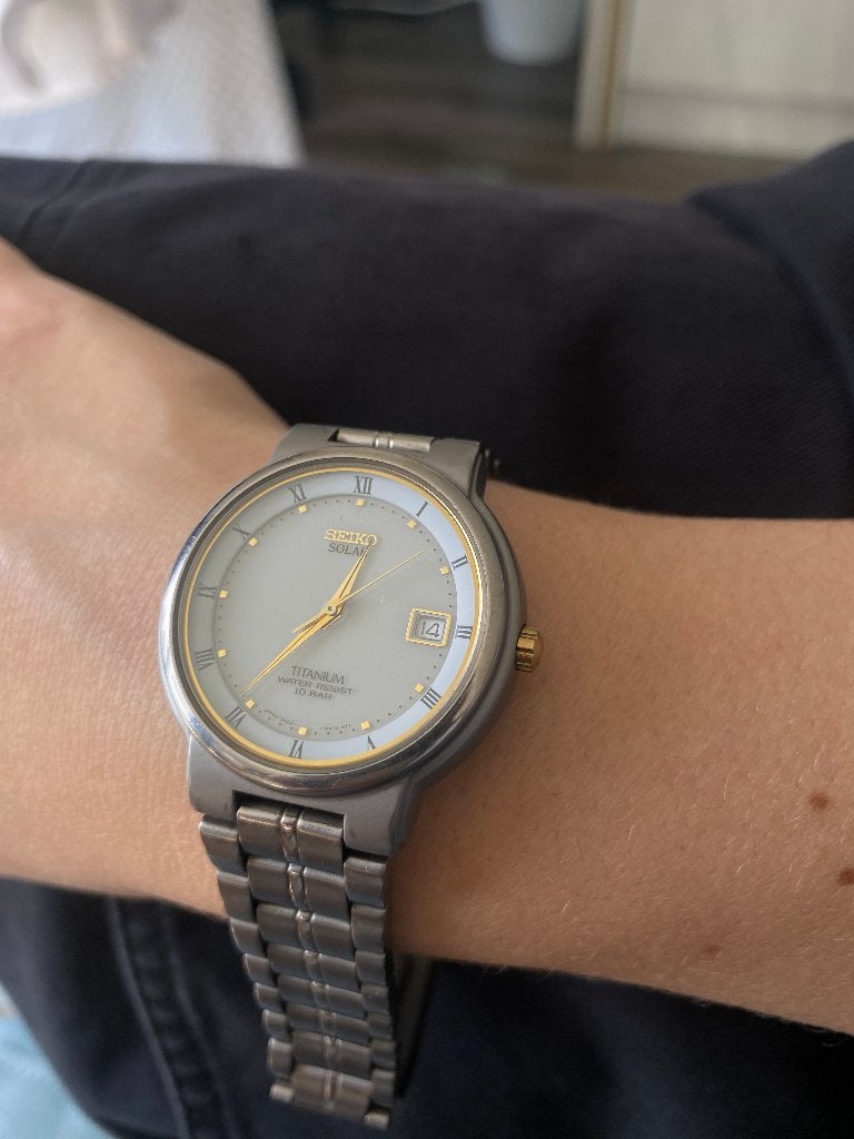 Seiko Solar Titanium 5K22-0A10 – Vintage Japanese Watch, Polshorloge, Overige materialen, Ophalen of Verzenden, Zo goed als nieuw