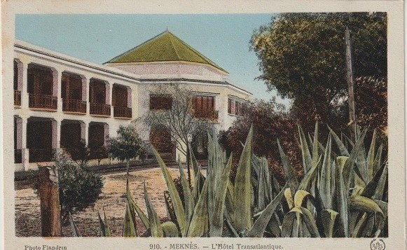 Marokko Meknès hotel Transatlantique/oud, Verzenden, 1940 tot 1960, Ongelopen, Buiten Europa