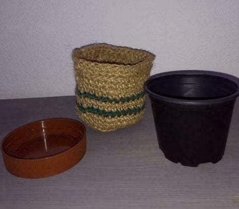 jute plantenmandjes/ bloempotjes, Ophalen of Verzenden, Nieuw, Beige, Overige materialen