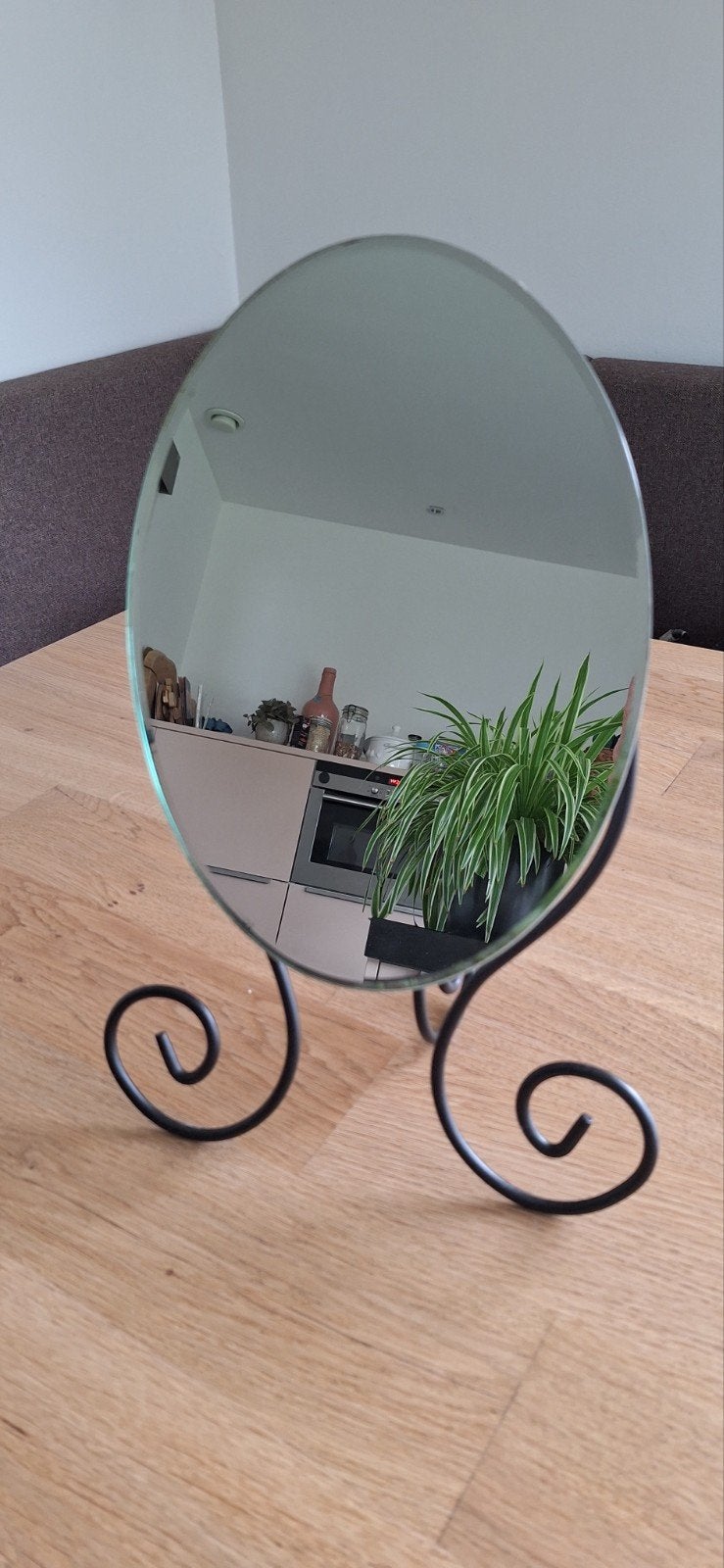 IKEA MYKEN spiegel op standaard, ovaal, Huis en Inrichting, Woonaccessoires | Spiegels, Ophalen of Verzenden, Rechthoekig, Minder dan 50 cm