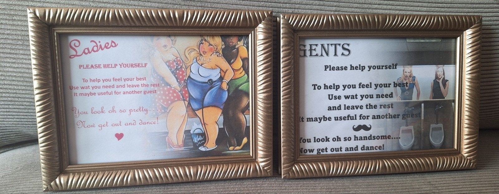 Feestelijke Toilet fotolijstjes  - Dames & Heren, Ophalen of Verzenden, Zo goed als nieuw, Versiering