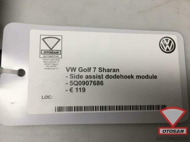 vw golf 7 sharan vag side assist dodehoek sensor 5q0907686, Auto-onderdelen, Spiegels, Gebruikt, Volkswagen, Volkswagen AG, Berliner Ring 2
38440  Wolfsburg, DE