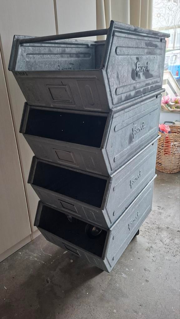 Stapel bakken industrieel vintage zink, Ophalen