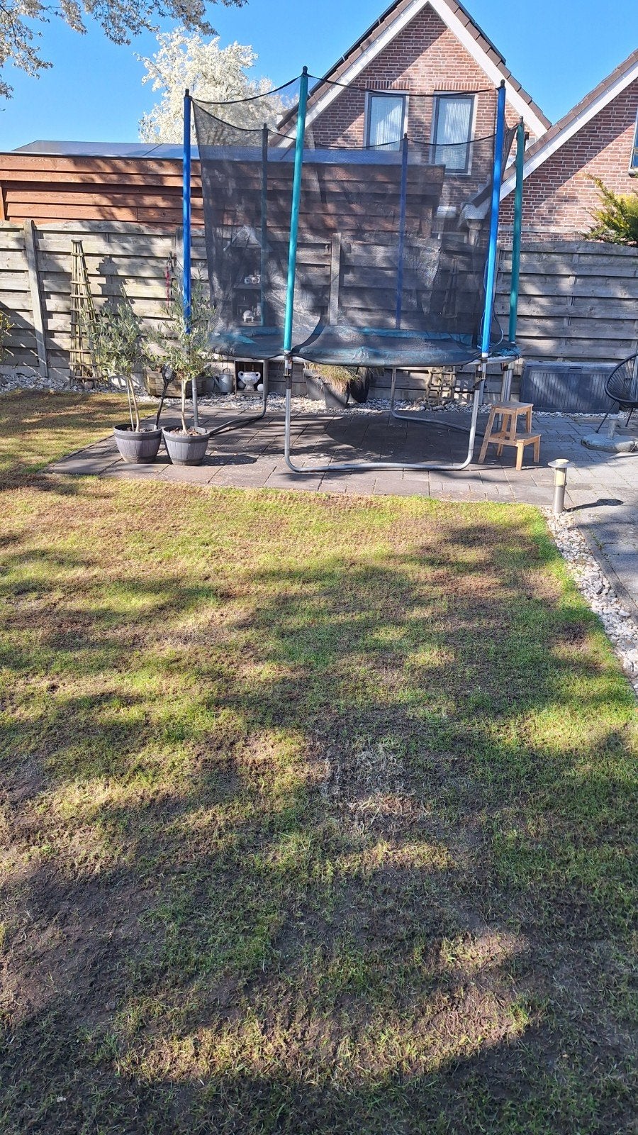 Trampoline 305 cm met vangnet - Doek vernieuwd, Ophalen, Gebruikt