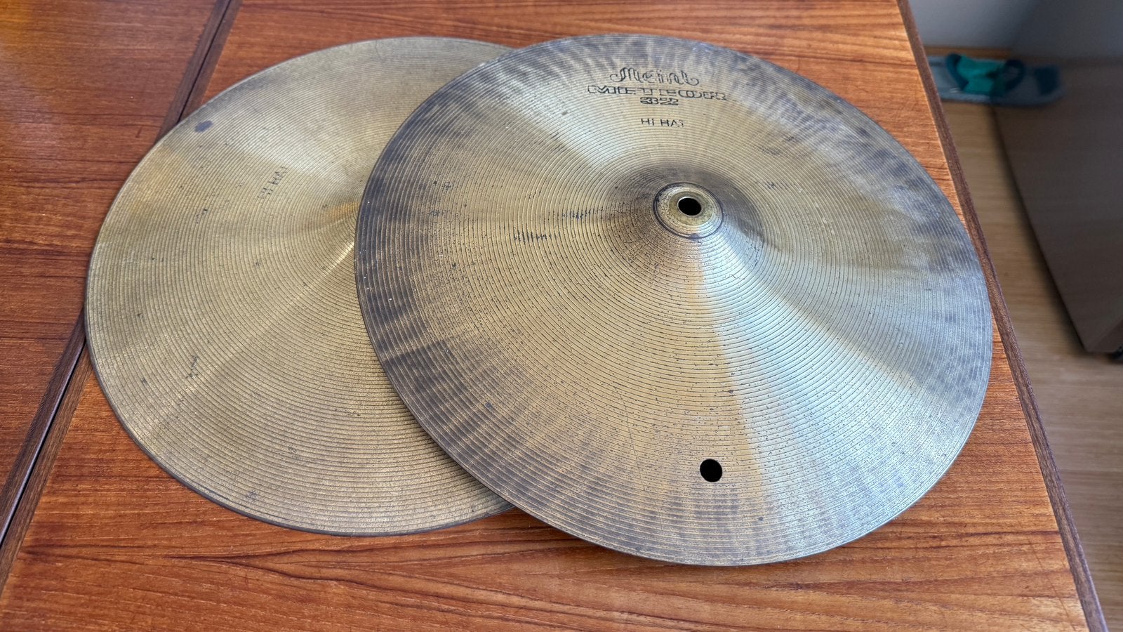 Vintage Meinl Meteor 32 Hi-Hat 14 inch (Lichte set), Muziek en Instrumenten, Ophalen of Verzenden, Gebruikt, Overige merken