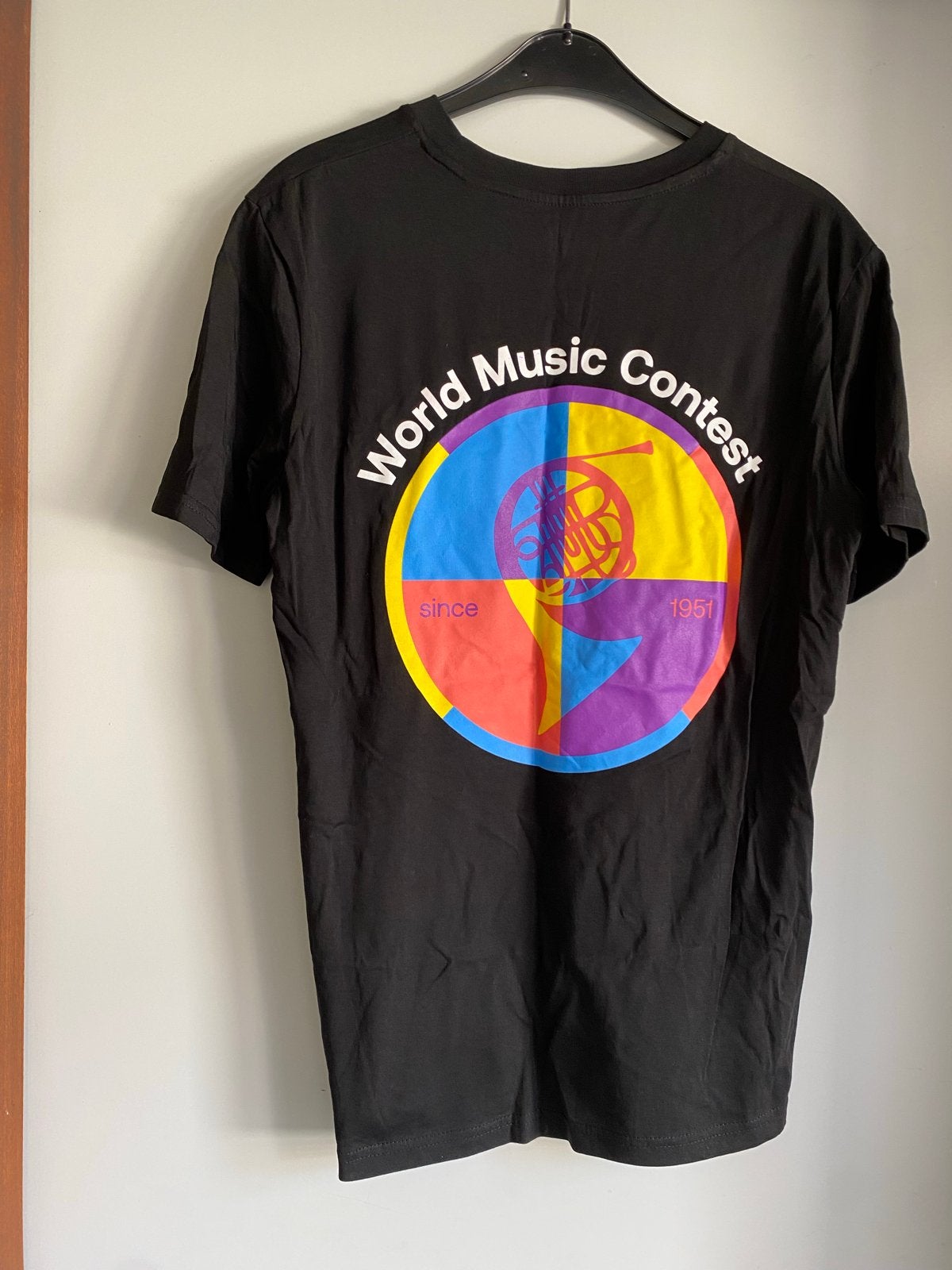 Zwart T-shirt World Music Contest WMC Kerkrade Maat S, Ophalen of Verzenden, Zo goed als nieuw, Maat 48/50 (M), Zwart