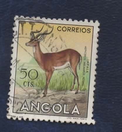 Fauna - Dieren - Impala - Angola - 50 cts - gebr, Verzenden, Gestempeld, Dier of Natuur