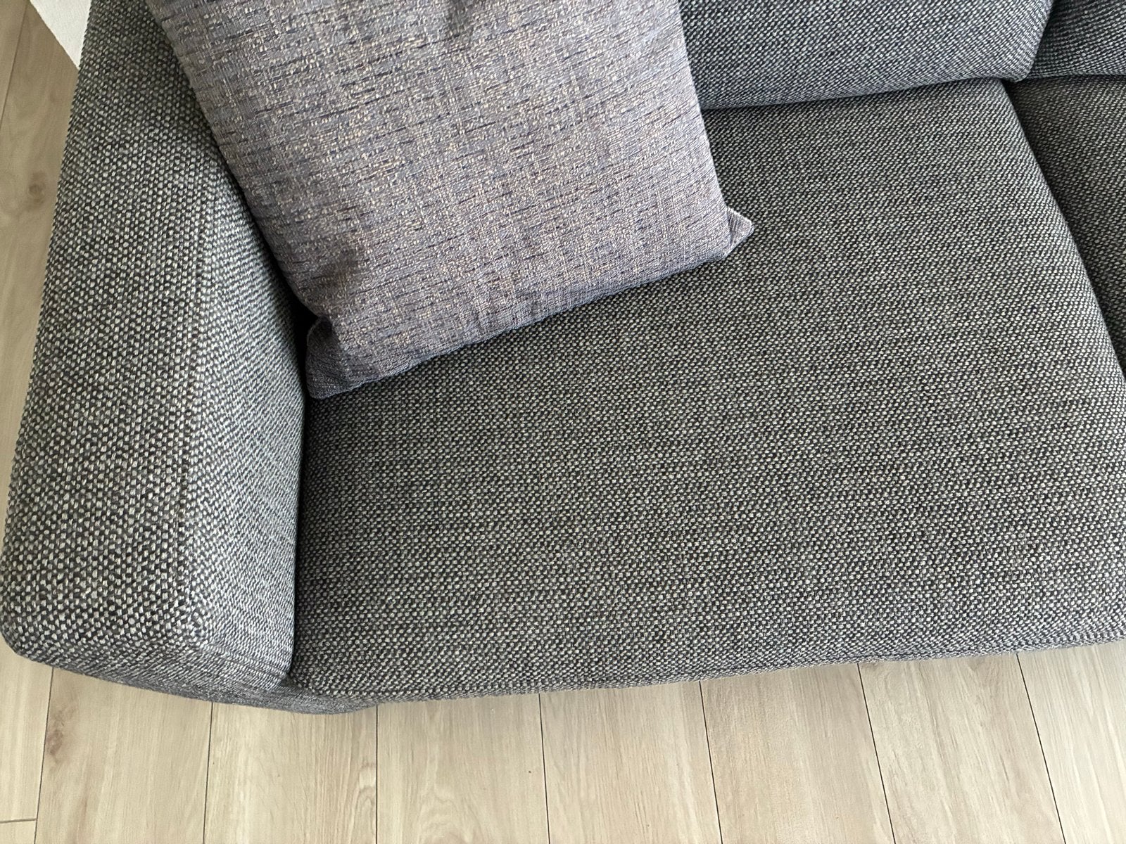 Bankstel tweezits antraciet stof, Ophalen, Gebruikt, Minder dan 75 cm, 150 tot 200 cm
