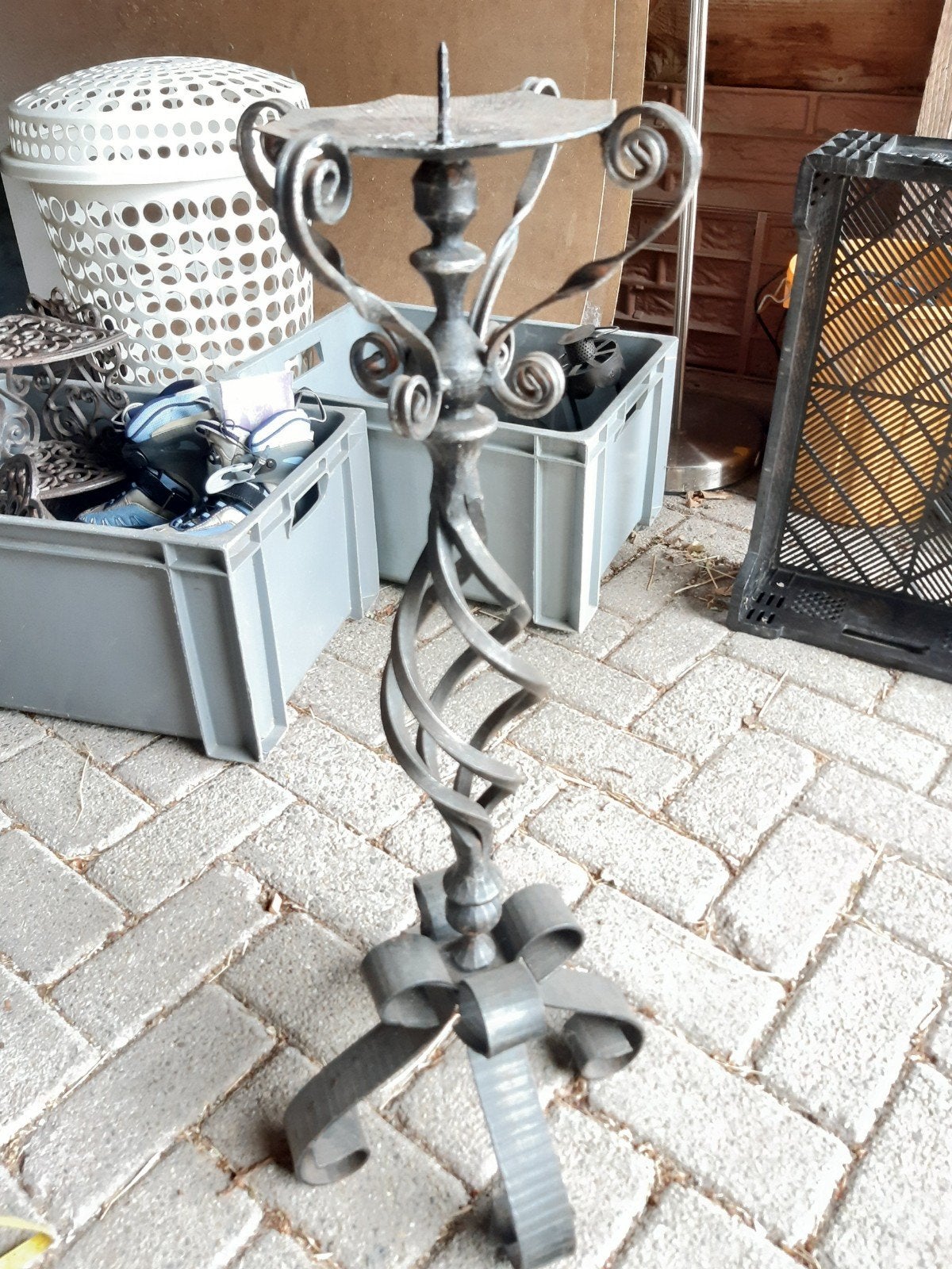 Unieke smeedijzeren kandelaar - Handgemaakt, Antiek en Kunst, Ophalen
