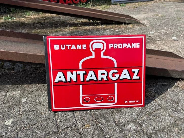 ANTAR GAZ emaille reclamebord, Ophalen