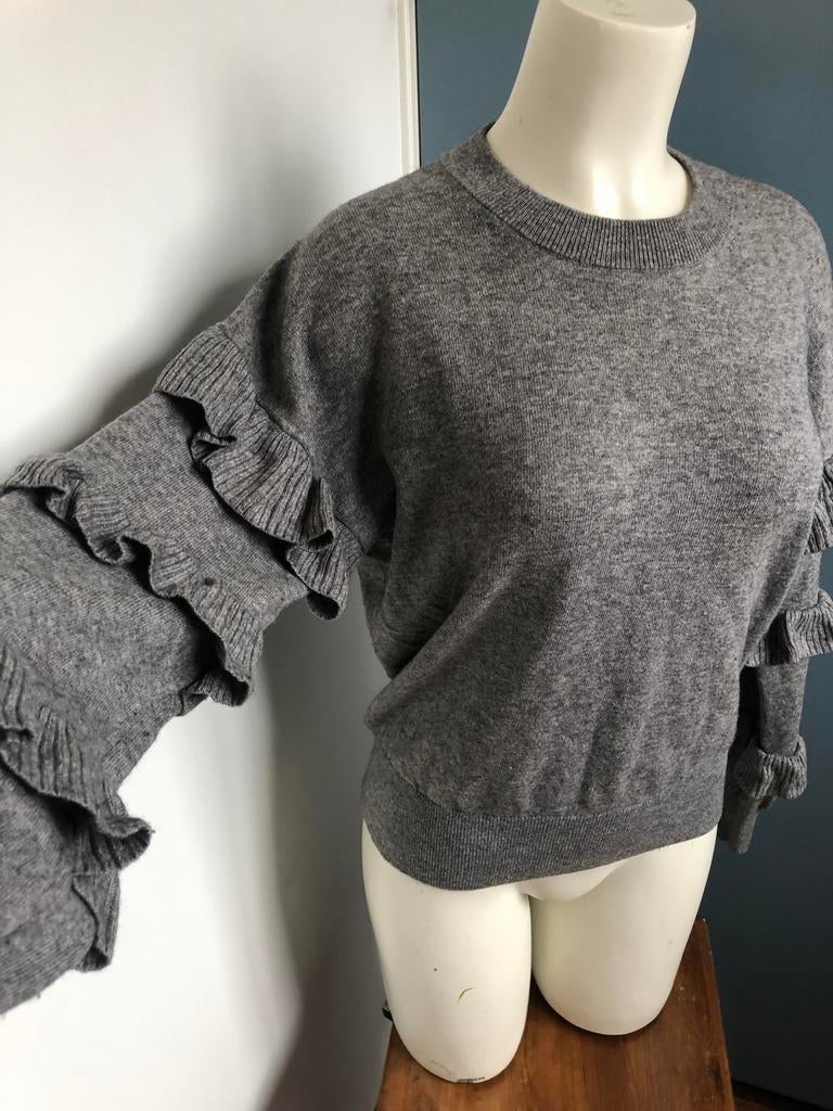 J. Crew grijze trui franjes S met wol wollen, Kleding | Dames, Truien en Vesten, Zo goed als nieuw, Maat 36 (S), Grijs, Ophalen of Verzenden