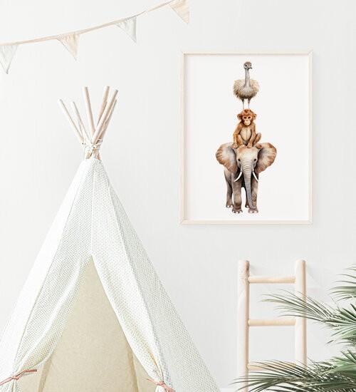 Kinderposter Toren Safari Dieren A3 Little Dreamzzz, Bi & Li Creaties, Nieuw, Ophalen of Verzenden, Bilicreaties@gmail.com