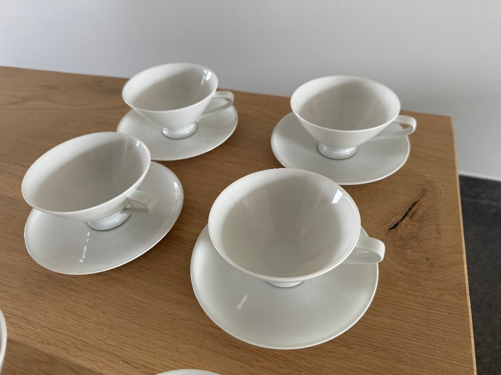 Hutschenreuther wit porselein thee 6 kopjes, 4 schotels, Antiek en Kunst, Ophalen of Verzenden
