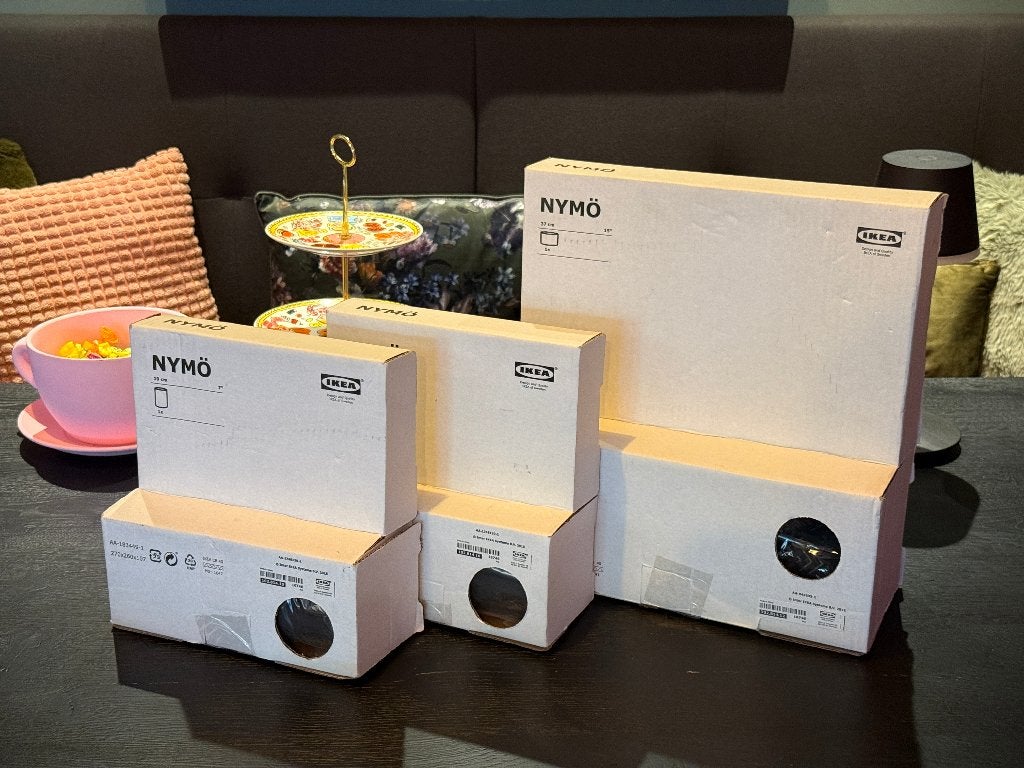 3x Ikea Nymö lampen + plafondfittingen & LED lamp, Ophalen, Nieuw, Metaal, E27 (groot)