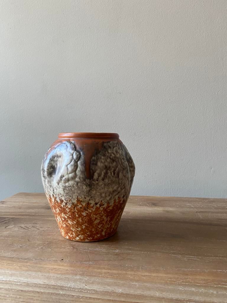 Vintage Arnhemsche Fayencefabriek Drip Glaze Vaas, Ophalen of Verzenden