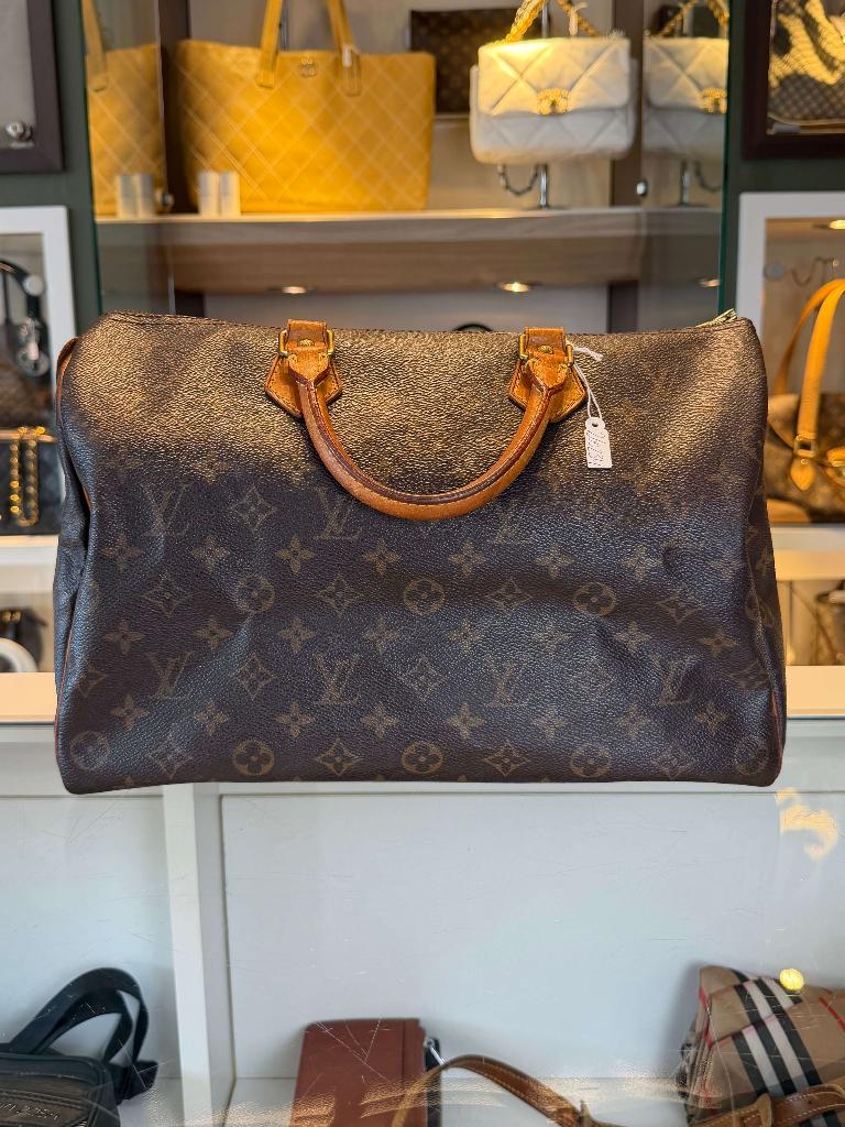 Louis Vuitton Speedy 35 monogram, Ophalen, Gebruikt, Bruin, Handtas