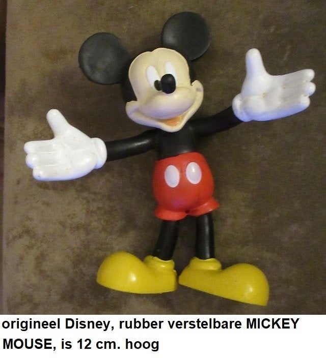 nw. staat origineel Disney, rubber MICKEY MOUSE 12 cm., Ophalen of Verzenden, Zo goed als nieuw