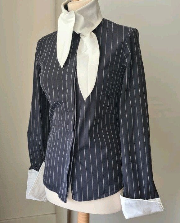 Erny van Reijmersdal/Pauw gestreepte blouse met strikkraag, Verzenden, Zwart, Zo goed als nieuw, Erny van Reijmersdal
