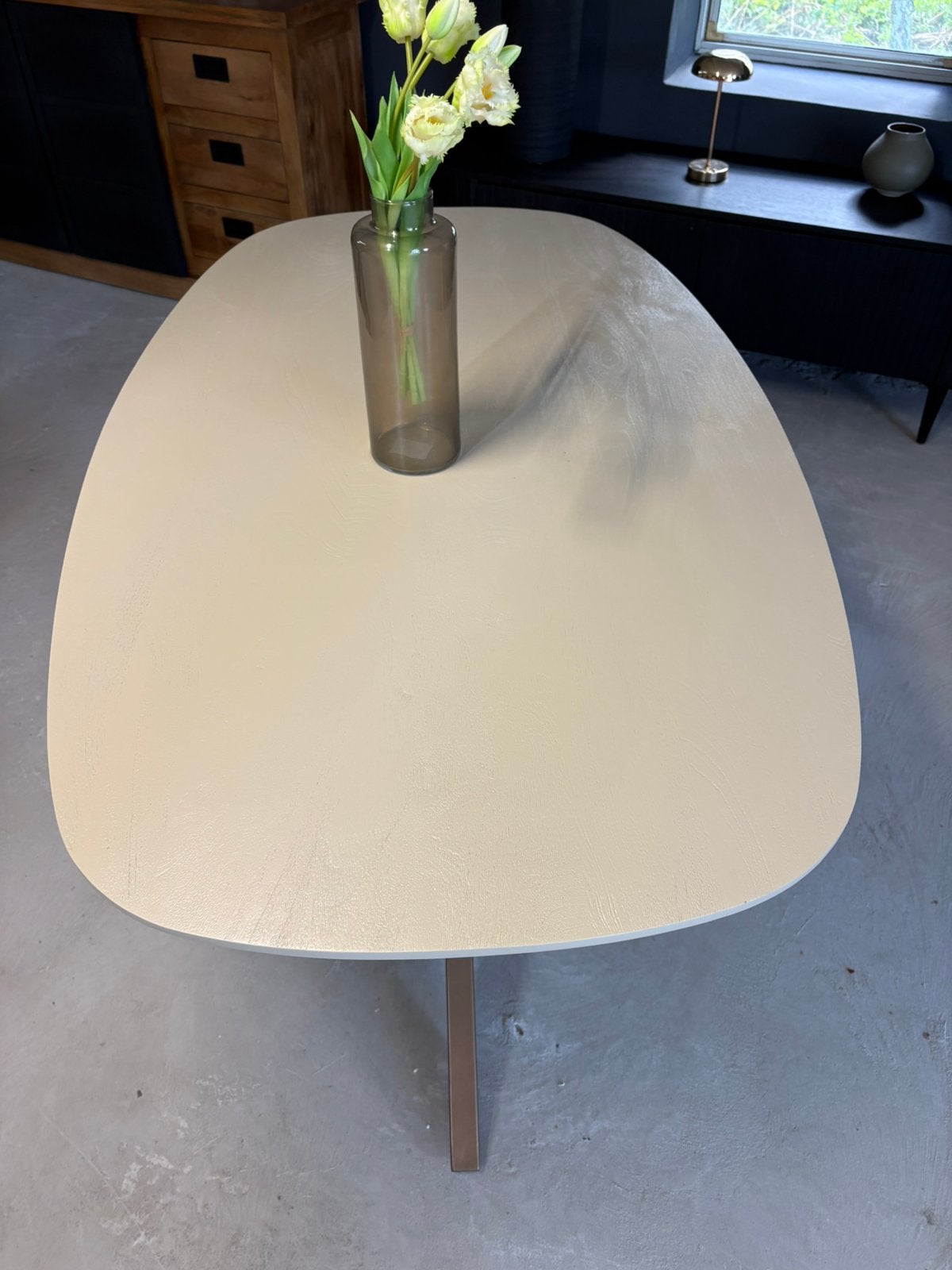 Madison Sand eettafel 160 cm – NIEUW, Huis en Inrichting, Tafels | Eettafels, Ophalen, 50 tot 100 cm, Ovaal, Nieuw