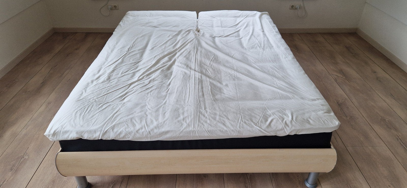 Topper topmatras 160 x 200 met split voor verstelbare bodem, Ophalen, Gebruikt, Tweepersoons, Wit