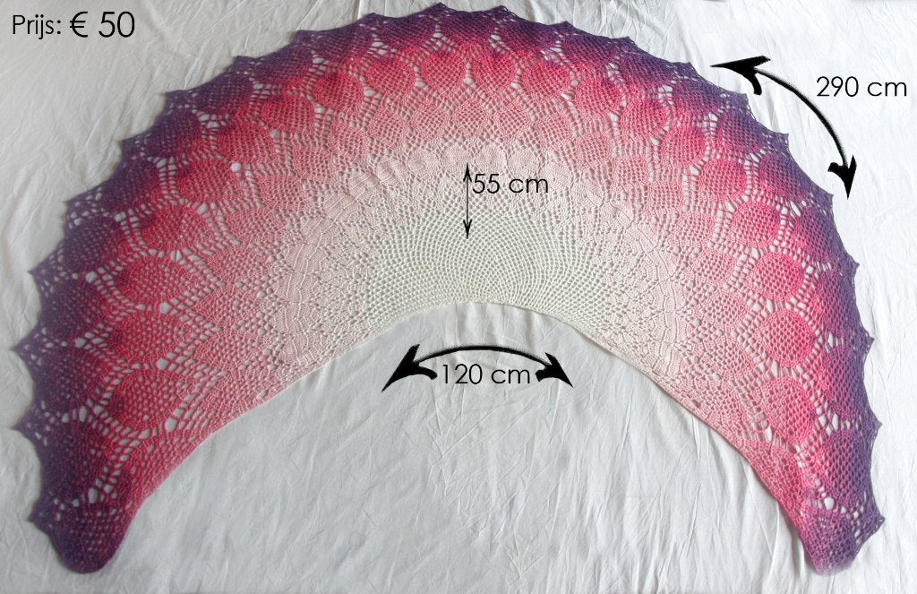 Zelf gehaakte omslagdoek sjaal shawl 100% katoen, Kleding | Dames, Ophalen of Verzenden, Nieuw, Maat 38/40 (M), Sjaal