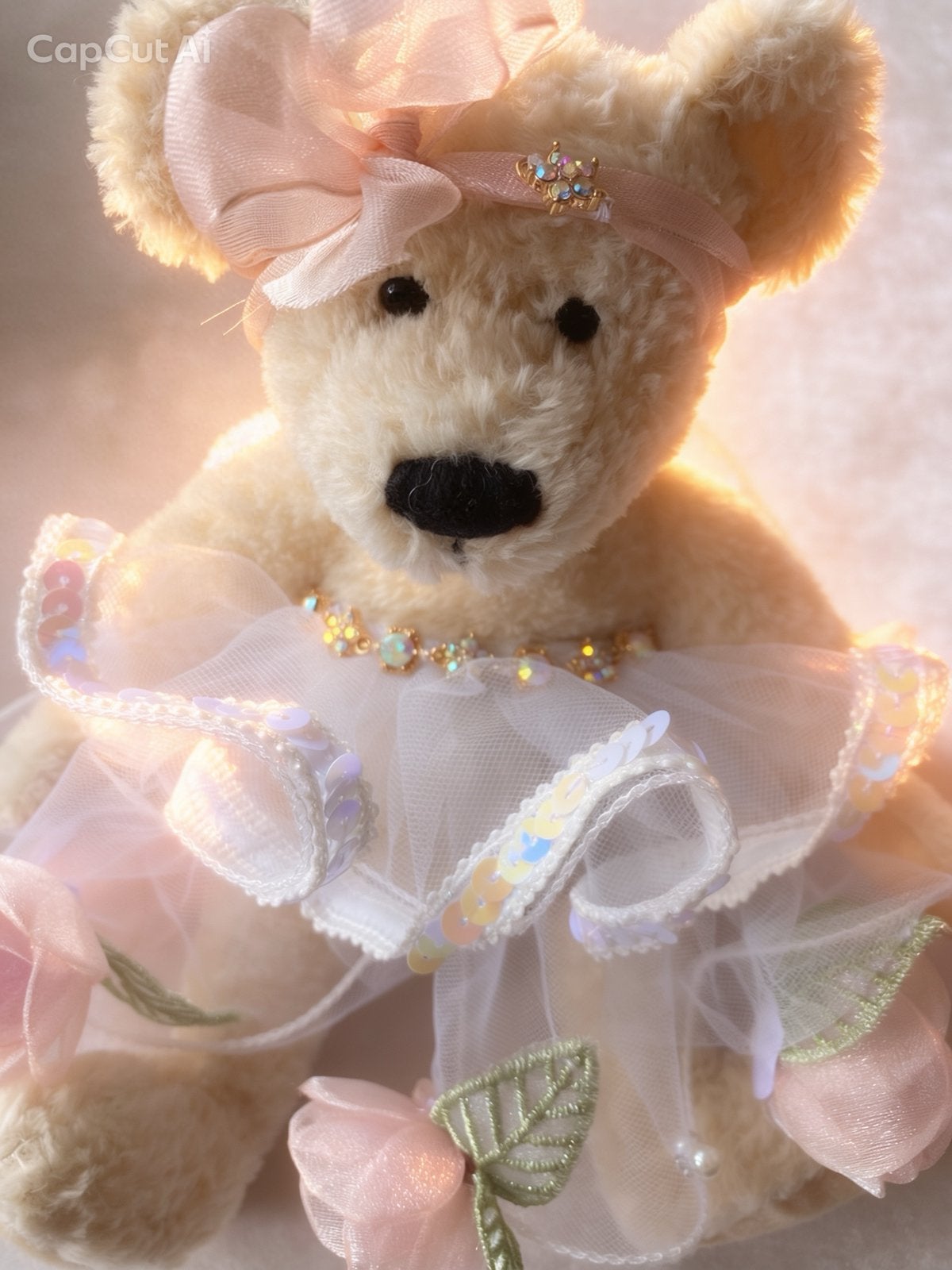 Beertje Glam v Sunkid & handgemaakte jurk, Verzamelen, Beren en Cherished Teddies, Verzenden, Zo goed als nieuw, Stoffen beer