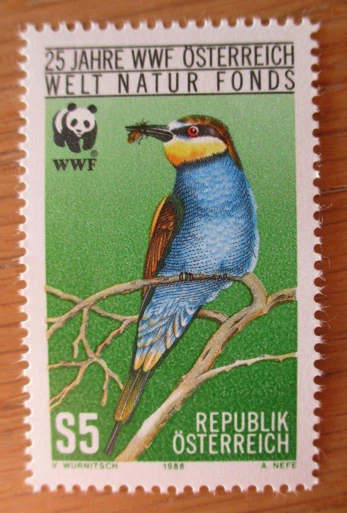 Oostenrijk, WWF zegel Europese bijeneter, Ophalen of Verzenden, Postfris, Dier of Natuur