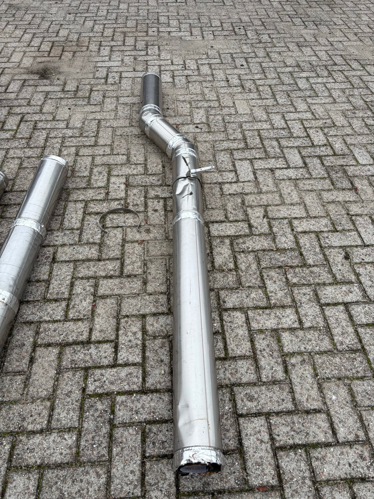 RVS Afvoerbuis set met bocht en verloopstukken, Ophalen, Afvoer, Gebruikt, 4 tot 6 meter