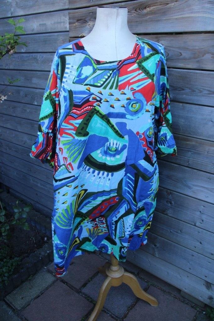 Jurk blauw/ kaki/ rood Orientique mt 46 Vaste prijs, Blauw, Maat 46/48 (XL) of groter, Orientique, Ophalen of Verzenden