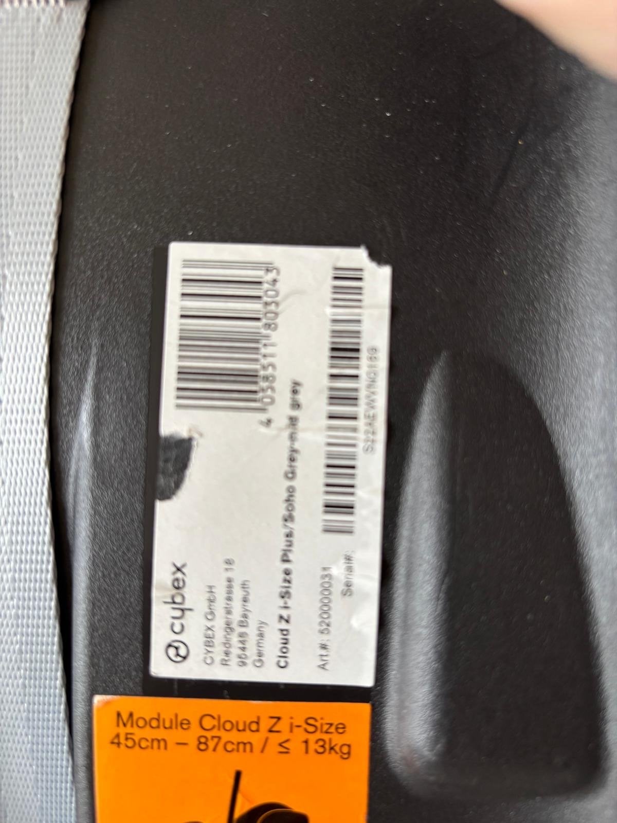 Cybex Cloud Z i-Size autostoel - Soho Grey, Autogordel of Isofix, Gebruikt, Slaapstand, 0 t/m 13 kg
