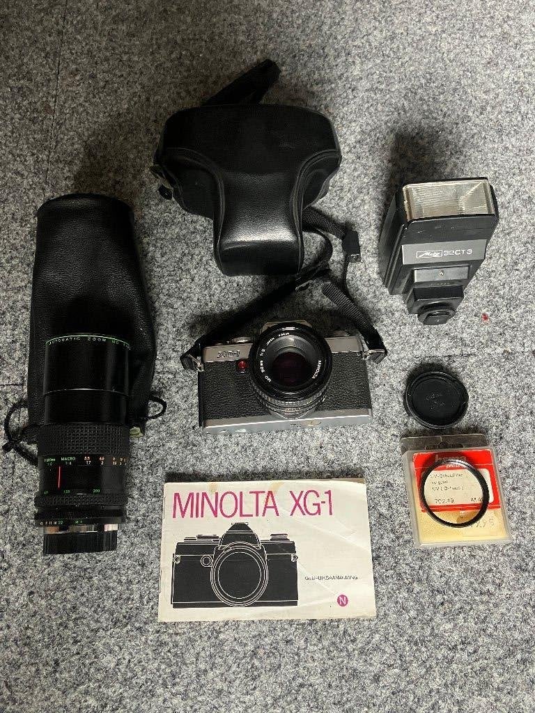 Minolta XG-1 Spiegelreflexcamera met accessoires, Ophalen of Verzenden, Gebruikt, Spiegelreflex, Minolta
